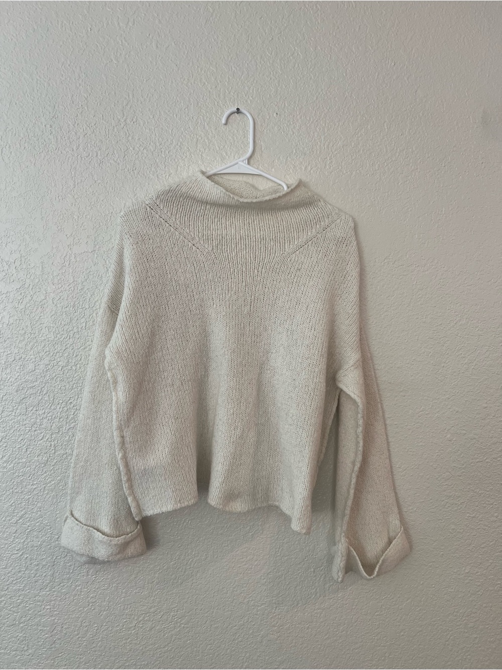 Anthropologie White Mockneck Sweater